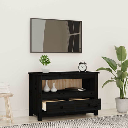 vidaXL TV Cabinet Black 79x35x52 cm Solid Wood Pine 3