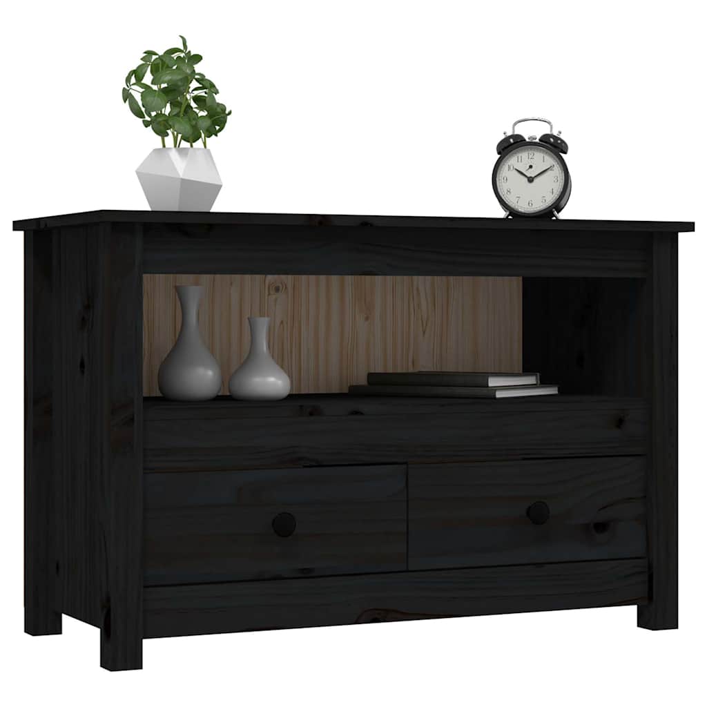 vidaXL TV Cabinet Black 79x35x52 cm Solid Wood Pine 4