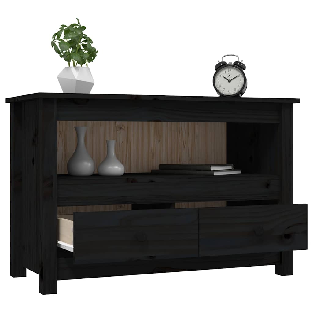 vidaXL TV Cabinet Black 79x35x52 cm Solid Wood Pine 5