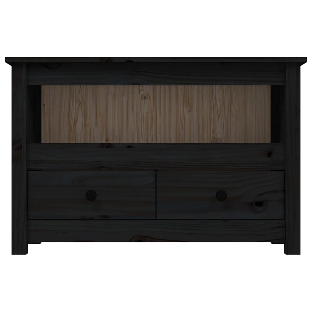 vidaXL TV Cabinet Black 79x35x52 cm Solid Wood Pine 6