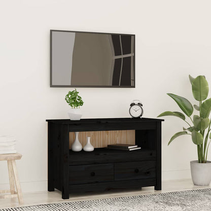 vidaXL TV Cabinet Black 79x35x52 cm Solid Wood Pine 1