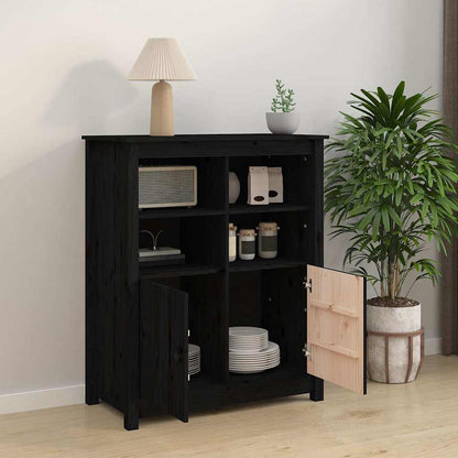 vidaXL Sideboard Black 83x41.5x100 cm Solid Wood Pine 3