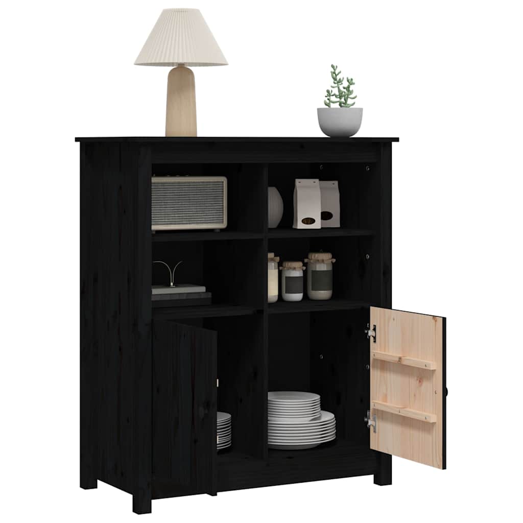 vidaXL Sideboard Black 83x41.5x100 cm Solid Wood Pine 5