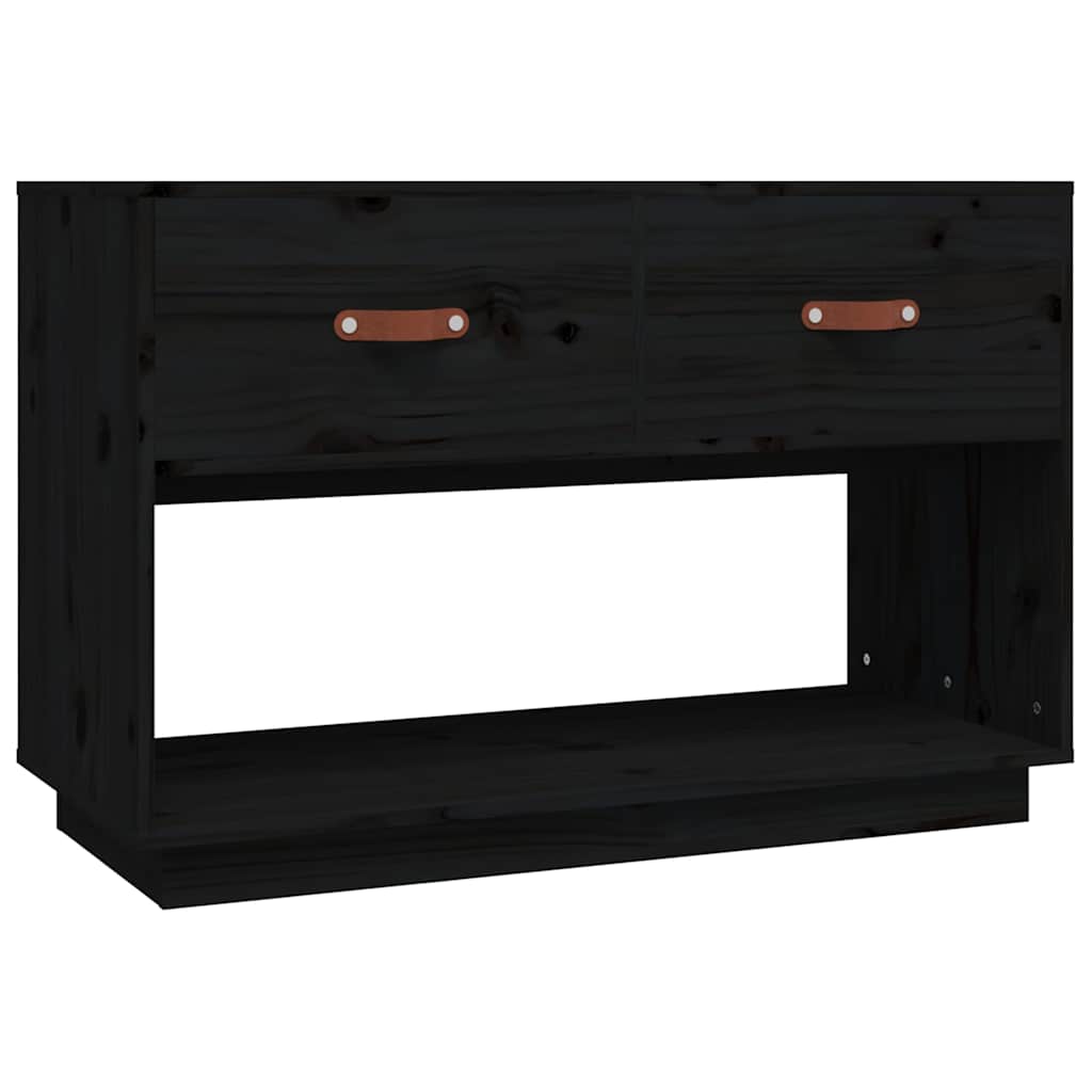 vidaXL TV Cabinet Black 90x40x60 cm Solid Wood Pine 2