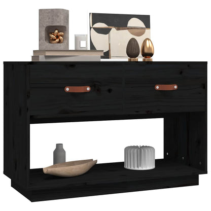 vidaXL TV Cabinet Black 90x40x60 cm Solid Wood Pine 4