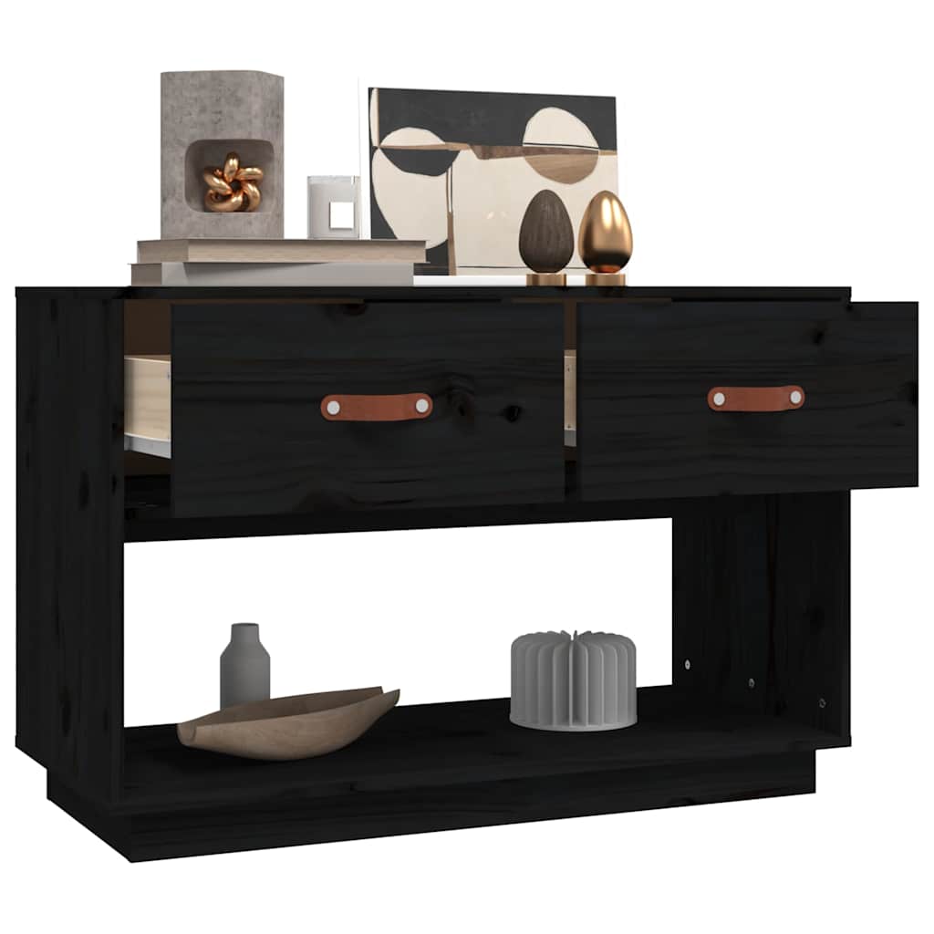 vidaXL TV Cabinet Black 90x40x60 cm Solid Wood Pine 5
