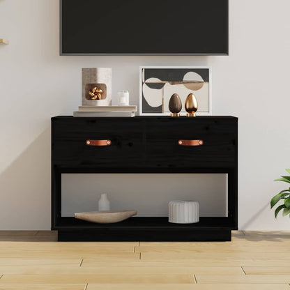 vidaXL TV Cabinet Black 90x40x60 cm Solid Wood Pine 1