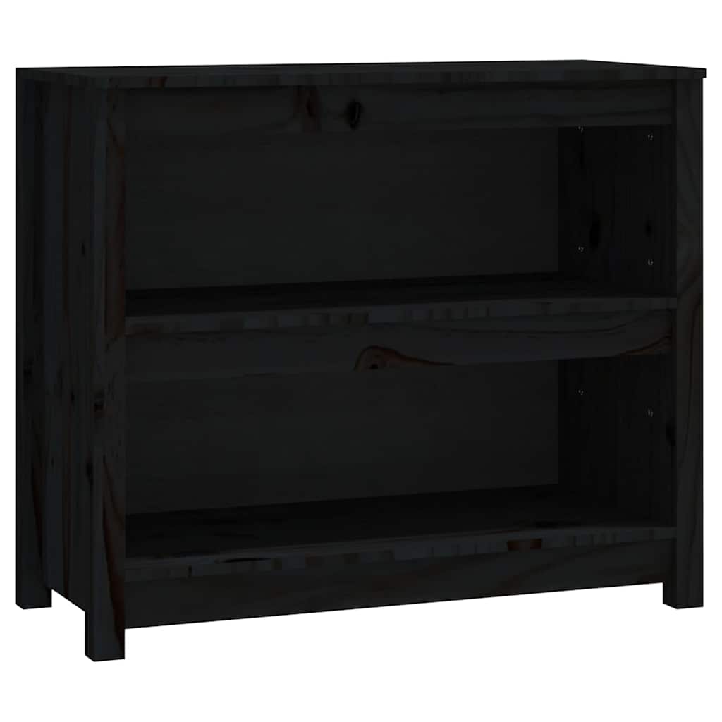 vidaXL Book Cabinet Black 80x35x68 cm Solid Wood Pine 2