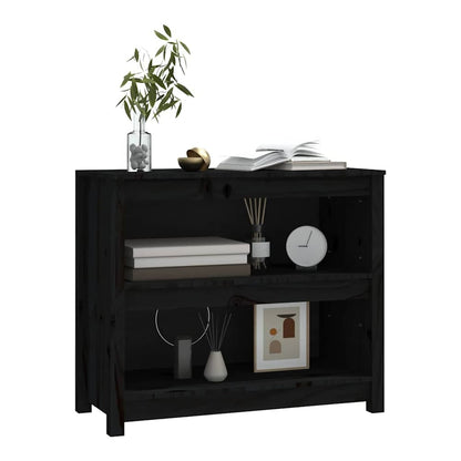 Book Cabinet 80x35x97 cm Solid Wood Pine Black 68 cm