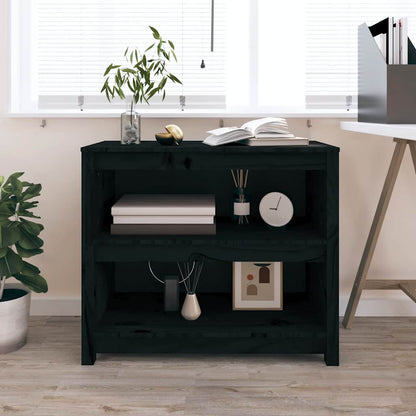 vidaXL Book Cabinet Black 80x35x68 cm Solid Wood Pine 1