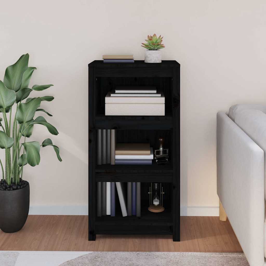 vidaXL Book Cabinet Black 50x35x97 cm Solid Wood Pine 3