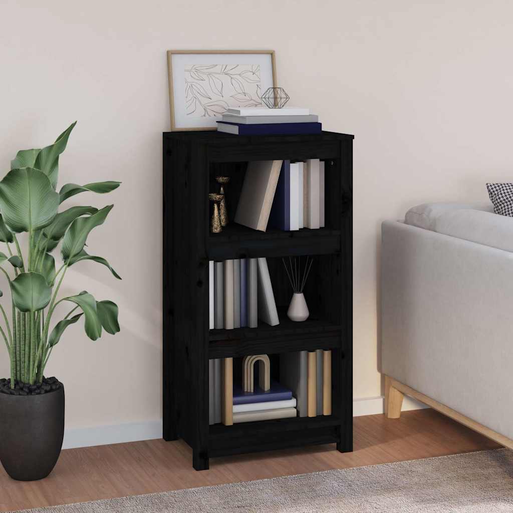 vidaXL Book Cabinet Black 50x35x97 cm Solid Wood Pine 1