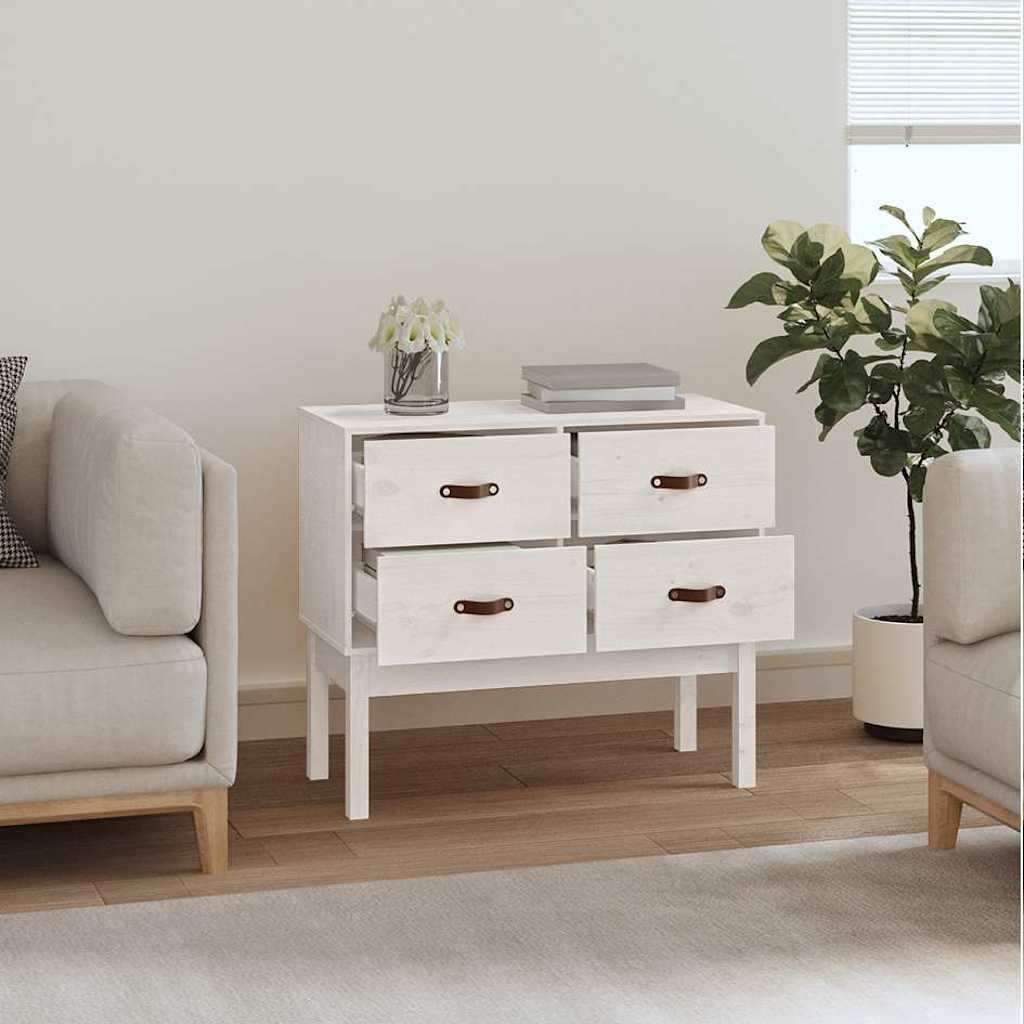 vidaXL Console Cabinet White 90x40x78 cm Solid Wood Pine 6