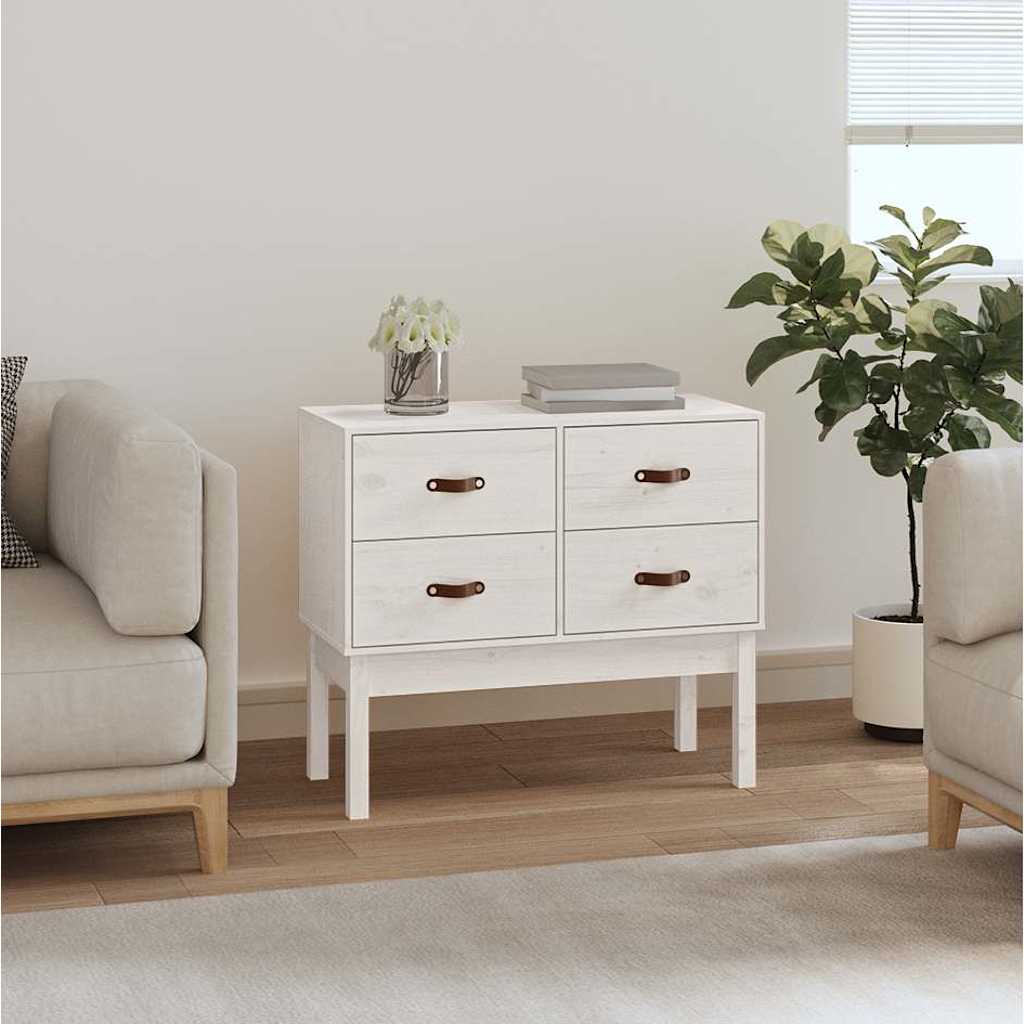 vidaXL Console Cabinet White 90x40x78 cm Solid Wood Pine 1