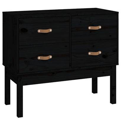 vidaXL Console Cabinet Black 90x40x78 cm Solid Wood Pine 2