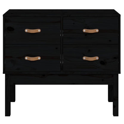 vidaXL Console Cabinet Black 90x40x78 cm Solid Wood Pine 3