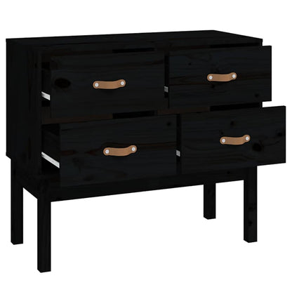 vidaXL Console Cabinet Black 90x40x78 cm Solid Wood Pine 4