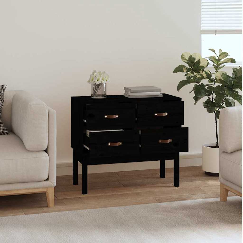 vidaXL Console Cabinet Black 90x40x78 cm Solid Wood Pine 6