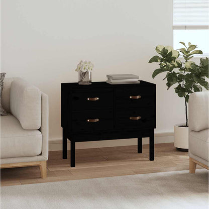 vidaXL Console Cabinet Black 90x40x78 cm Solid Wood Pine 1