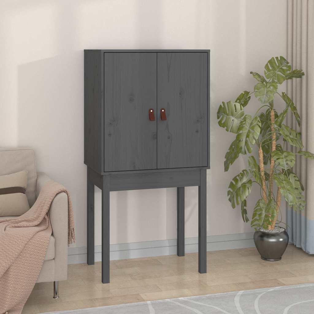vidaXL Highboard Grey 60x40x120 cm Solid Wood Pine 3