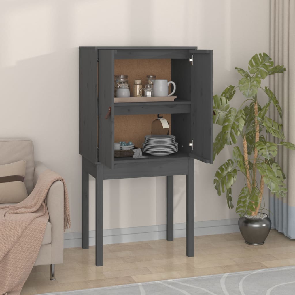 vidaXL Highboard Grey 60x40x120 cm Solid Wood Pine 1