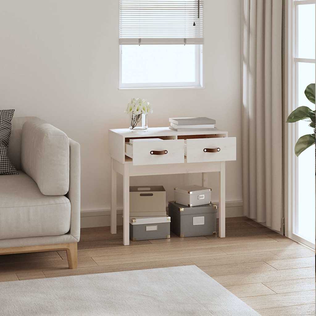 vidaXL Console Table White 76.5x40x75 cm Solid Wood Pine 6