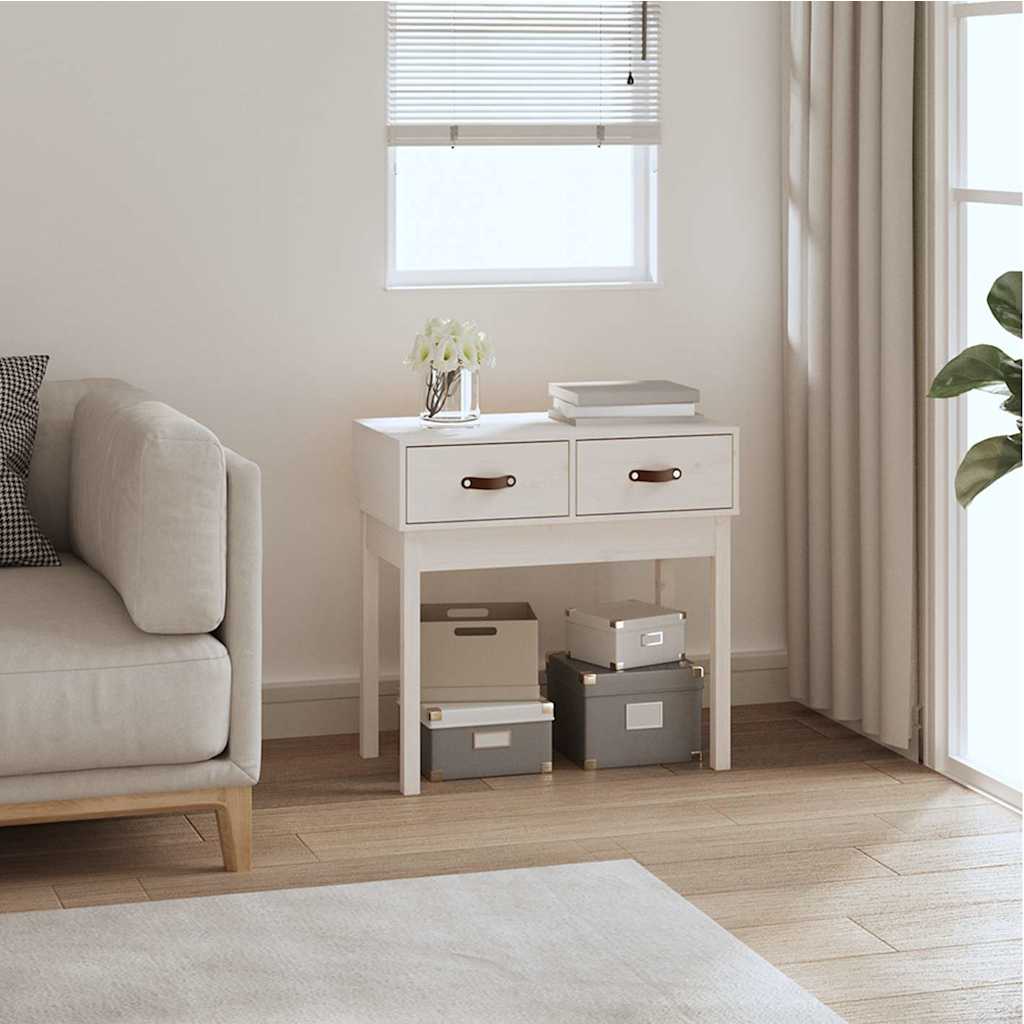 vidaXL Console Table White 76.5x40x75 cm Solid Wood Pine 1