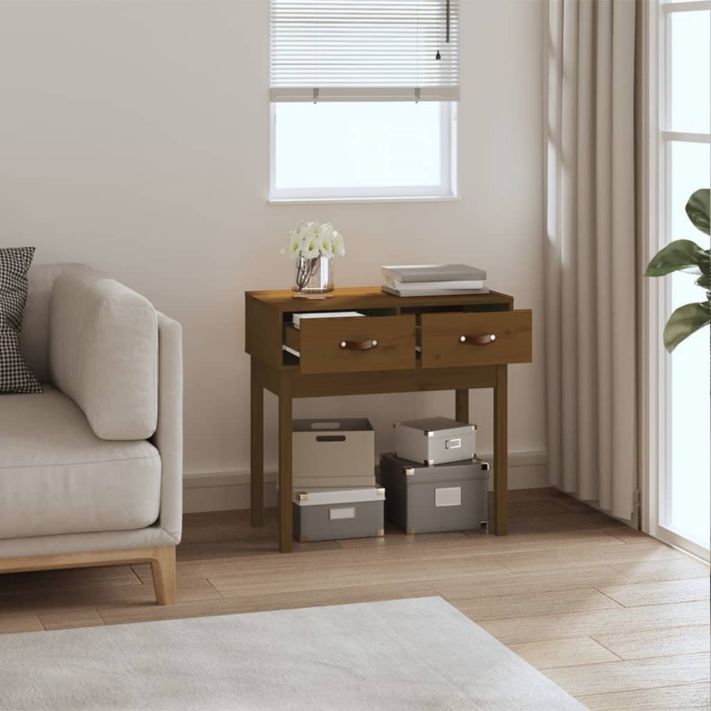 vidaXL Console Table Honey Brown 76.5x40x75 cm Solid Wood Pine 6