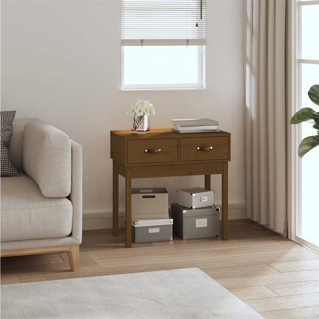 vidaXL Console Table Honey Brown 76.5x40x75 cm Solid Wood Pine 1