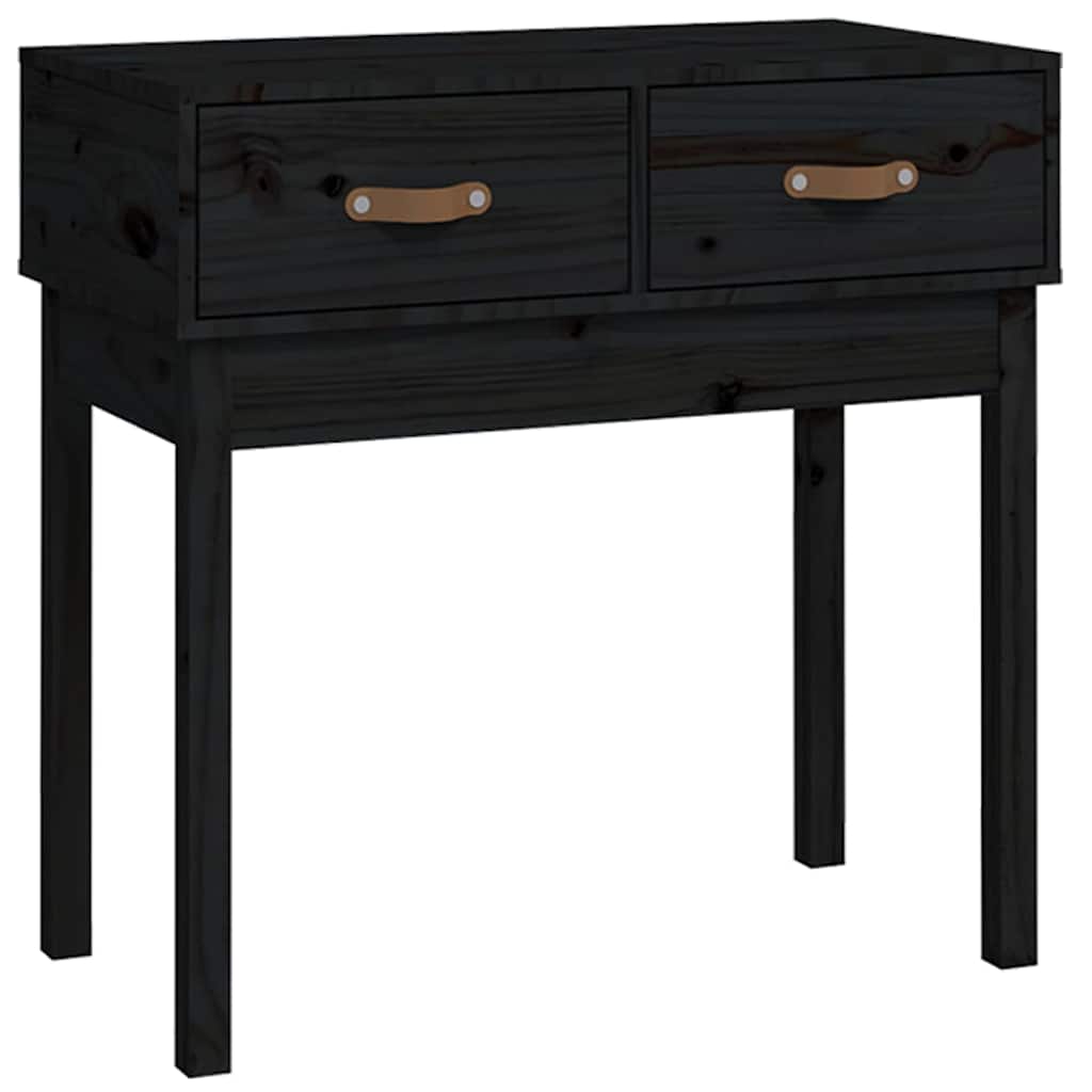 vidaXL Console Table Black 76.5x40x75 cm Solid Wood Pine 2
