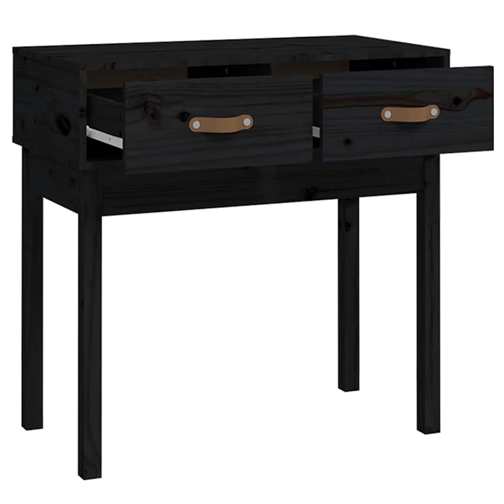 vidaXL Console Table Black 76.5x40x75 cm Solid Wood Pine 4