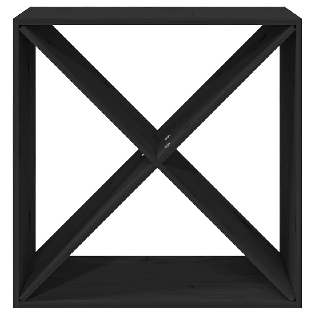 vidaXL Wine Cabinet Black 62x25x62 cm Solid Wood Pine 4