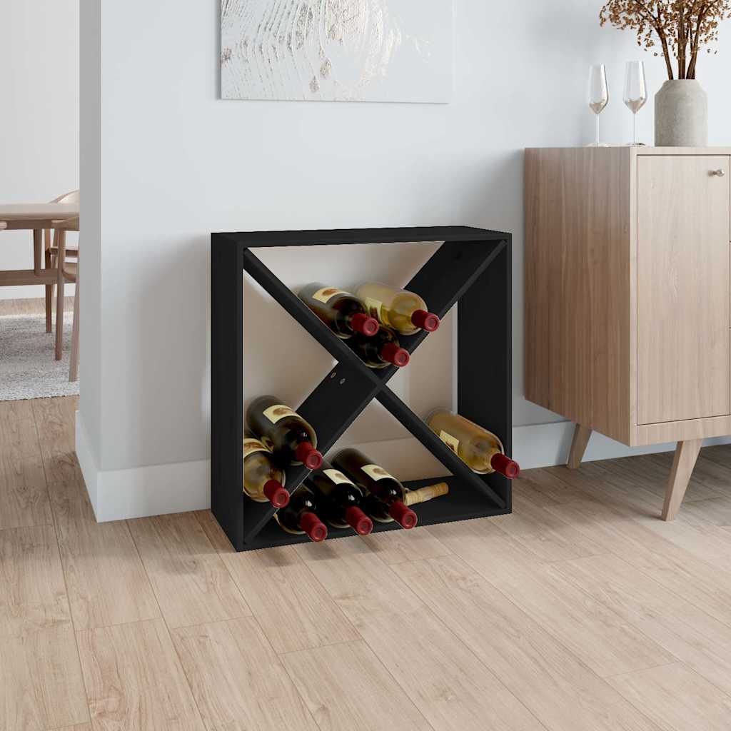 vidaXL Wine Cabinet Black 62x25x62 cm Solid Wood Pine 1