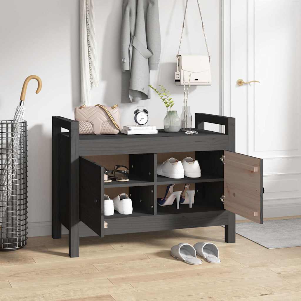 Hall Bench Solid Wood Pine Grey 60 cm
