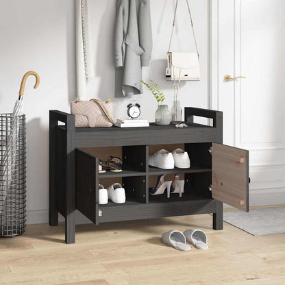 Hall Bench Solid Wood Pine Grey 60 cm