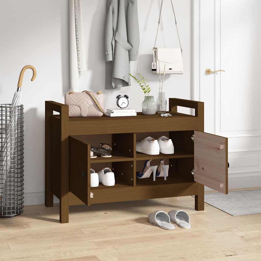 Hall Bench Solid Wood Pine Honey brown 60 cm
