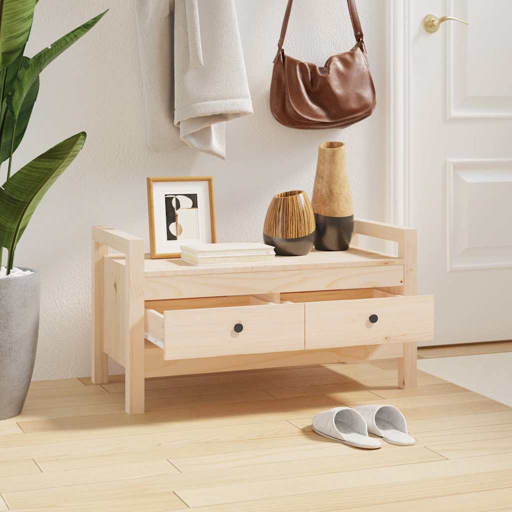 vidaXL Hall Bench 80x40x43 cm Solid Wood Pine 6