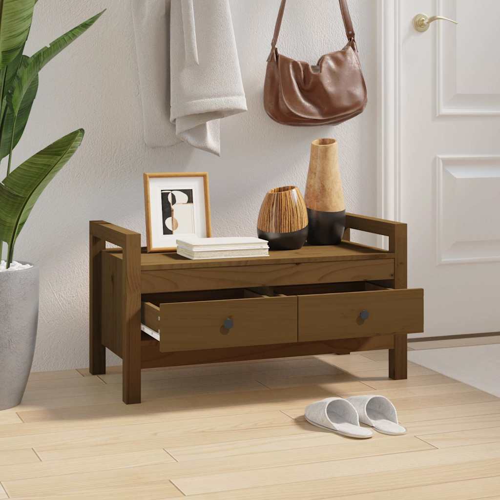 vidaXL Hall Bench Honey Brown 80x40x43 cm Solid Wood Pine 6