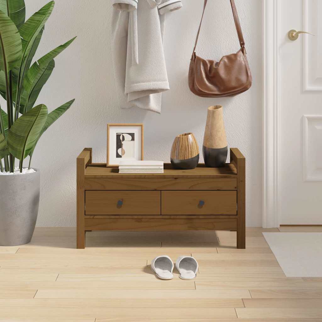 vidaXL Hall Bench Honey Brown 80x40x43 cm Solid Wood Pine 1