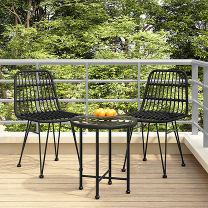 Garden Chairs 2 pcs 48x62x84 cm PE Rattan Black