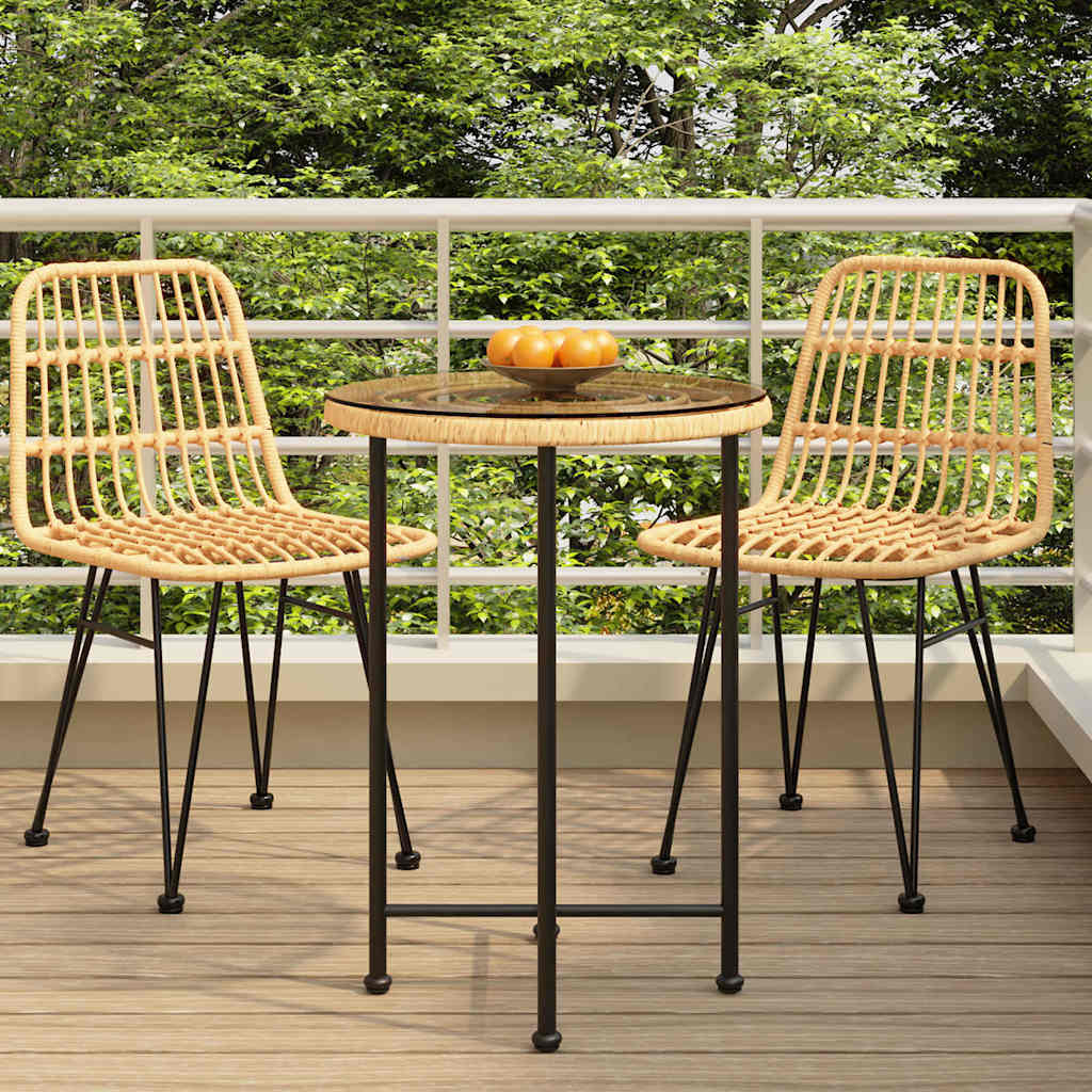 vidaXL Dining Table Ø55 cm Tempered Glass and Steel 1