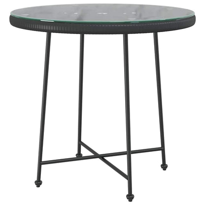 vidaXL Dining Table Black Ø80 cm Tempered Glass and Steel 2