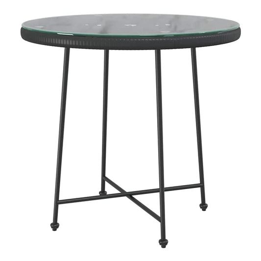Dining Table Ø50 Tempered Glass and Steel Black Ø 80 x 74 cm