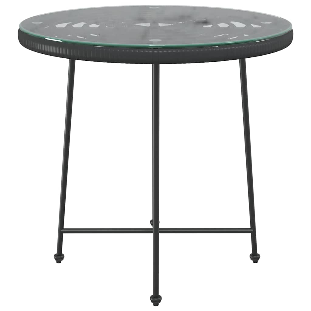 vidaXL Dining Table Black Ø80 cm Tempered Glass and Steel 3
