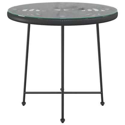 vidaXL Dining Table Black Ø80 cm Tempered Glass and Steel 3