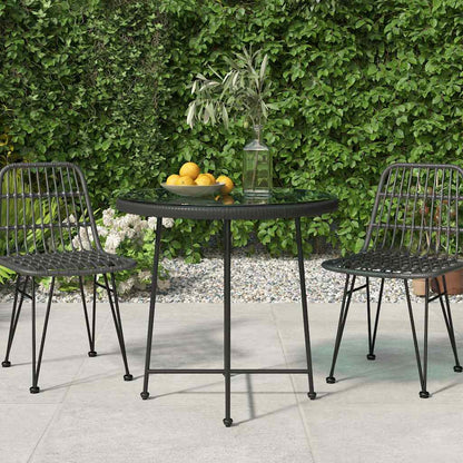 vidaXL Dining Table Black Ø80 cm Tempered Glass and Steel 1