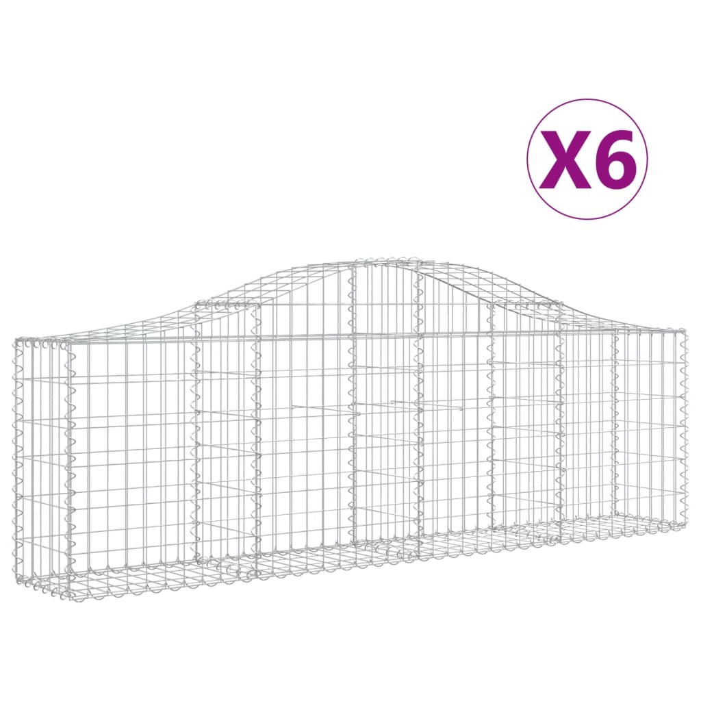 Arched Gabion Baskets Galvanised Iron 6 pcs 200 x 30 x 40/60 cm – 200 x 50 x 220/240 cm 200 x 30 x 60/80 cm