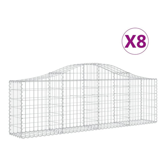 Arched Gabion Baskets Galvanised Iron 8 pcs 200 x 30 x 40/60 cm – 200 x 50 x 220/240 cm 200 x 30 x 60/80 cm