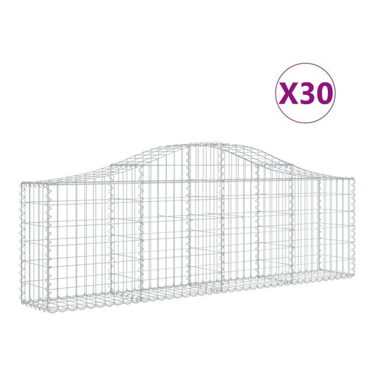 Arched Gabion Baskets Galvanised Iron 30 pcs 200 x 30 x 60/80 cm