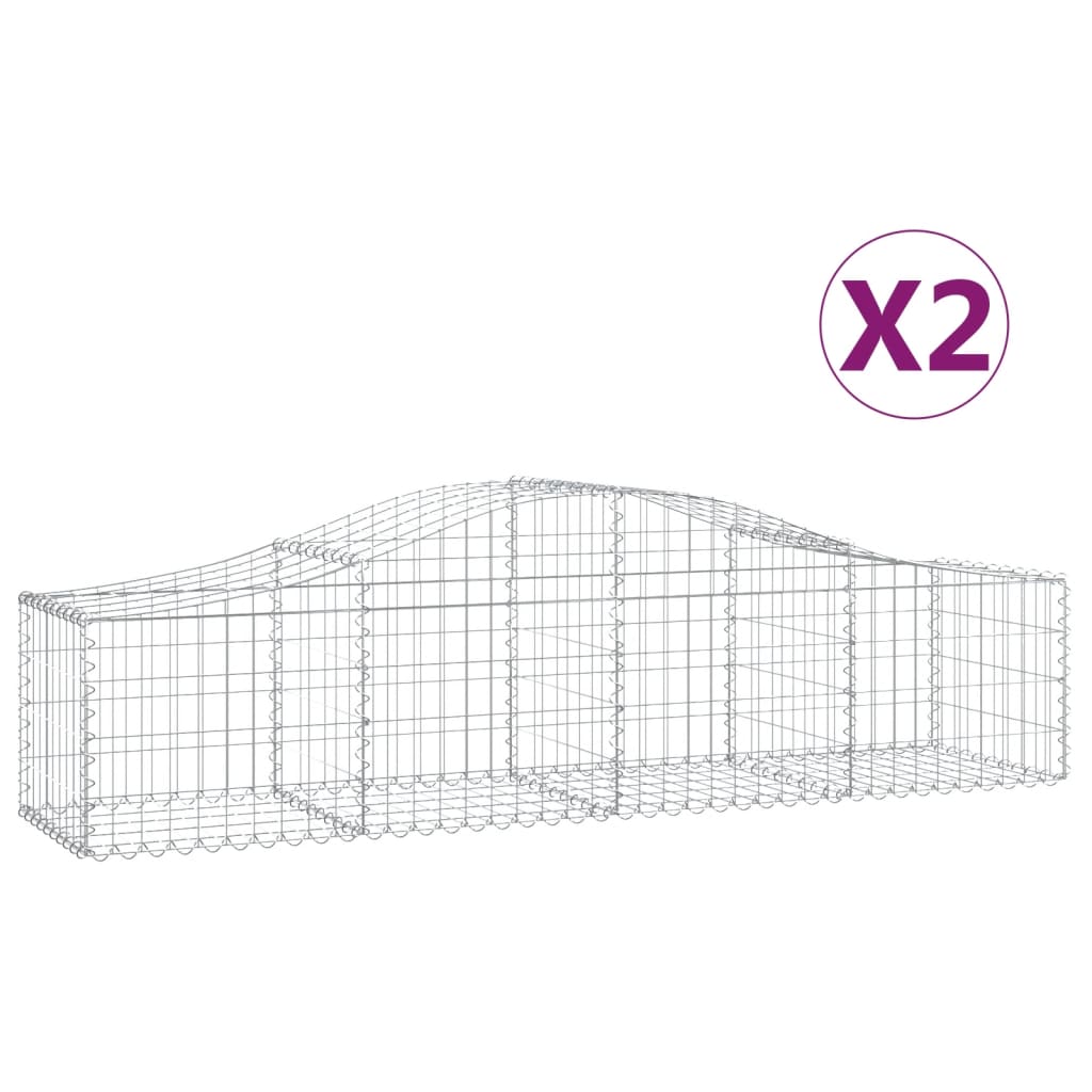 vidaXL Arched Gabion Baskets 2 pcs 200x50x40/60 cm Galvanised Iron 2